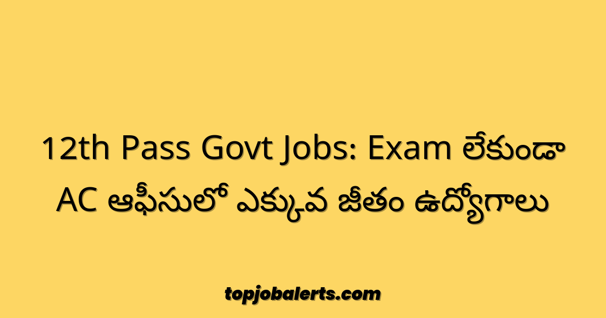 12th Pass Govt Jobs: Exam లేకుండా AC ఆఫీసులో ఎక్కువ జీతం ఉద్యోగాలు